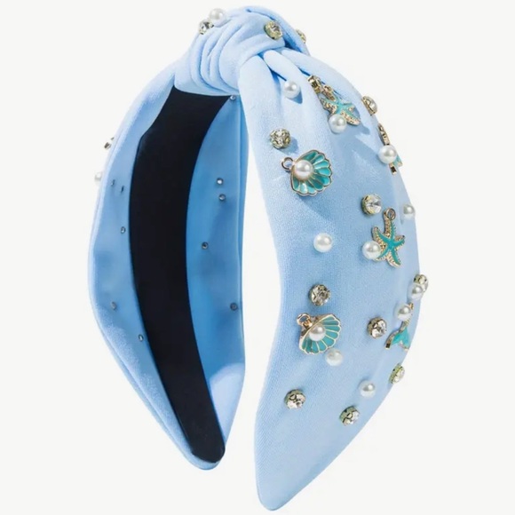 . Accessories - Sea Chic Embellished Blue Headband